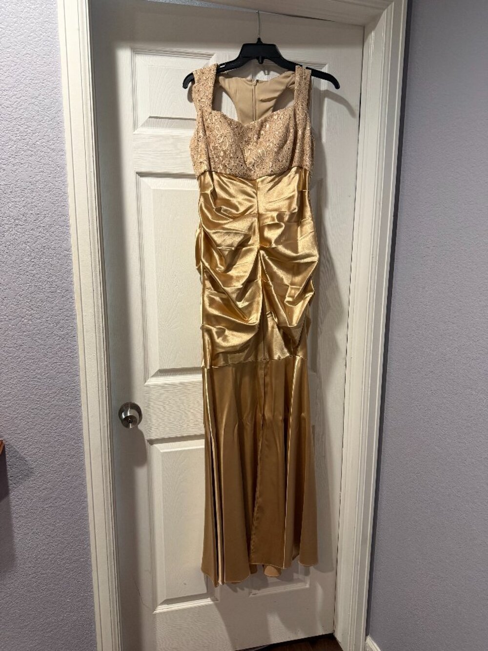 Full Length Gold Formal Evening Gown